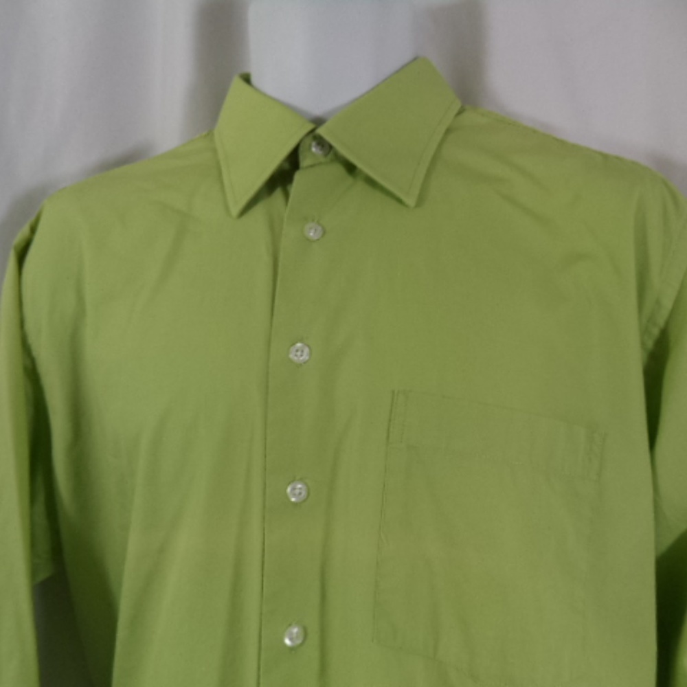Emme Uno Mens Green Dress Shirt Size 16 Large